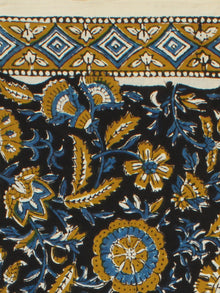 Black Mustard Indigo Ivory Hand Block Printed Cotton Fabric Per Meter - F001F2261