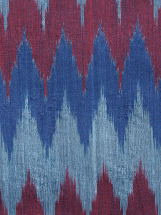 Royal Blue Maroon Grey Pochampally Hand Weaved Ikat Mercerised  Fabric Per Meter - F002F1424