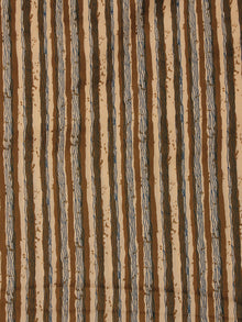 Beige Brown Black Hand Block Printed Cotton Fabric Per Meter - F001F2014
