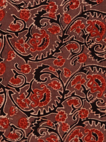 Brown Maroon Black Ajrakh Block Printed Cotton Fabric Per Meter - F003F1756