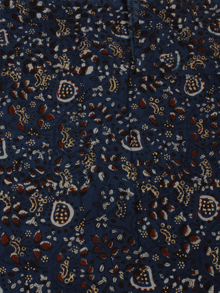 Meters Indigo Maroon Gold Painted Hand Block Printed Cotton Fabric - F0916175