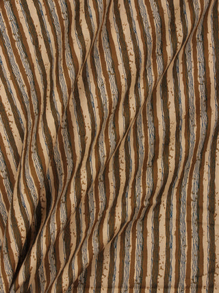 Beige Brown Black Hand Block Printed Cotton Fabric Per Meter - F001F2014
