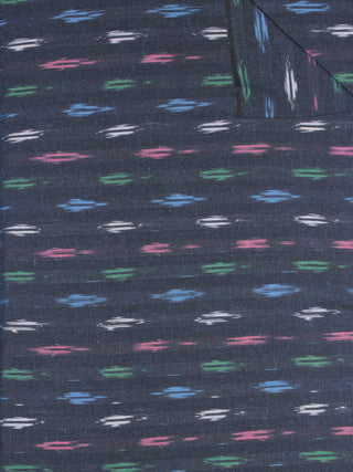 Blue Multi Color Pochampally Hand Weaved Ikat Fabric Per Meter - F0916735