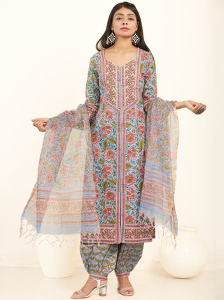 Jashn Afroz Set Of Kurta Salwar Pants Kota Dupatta