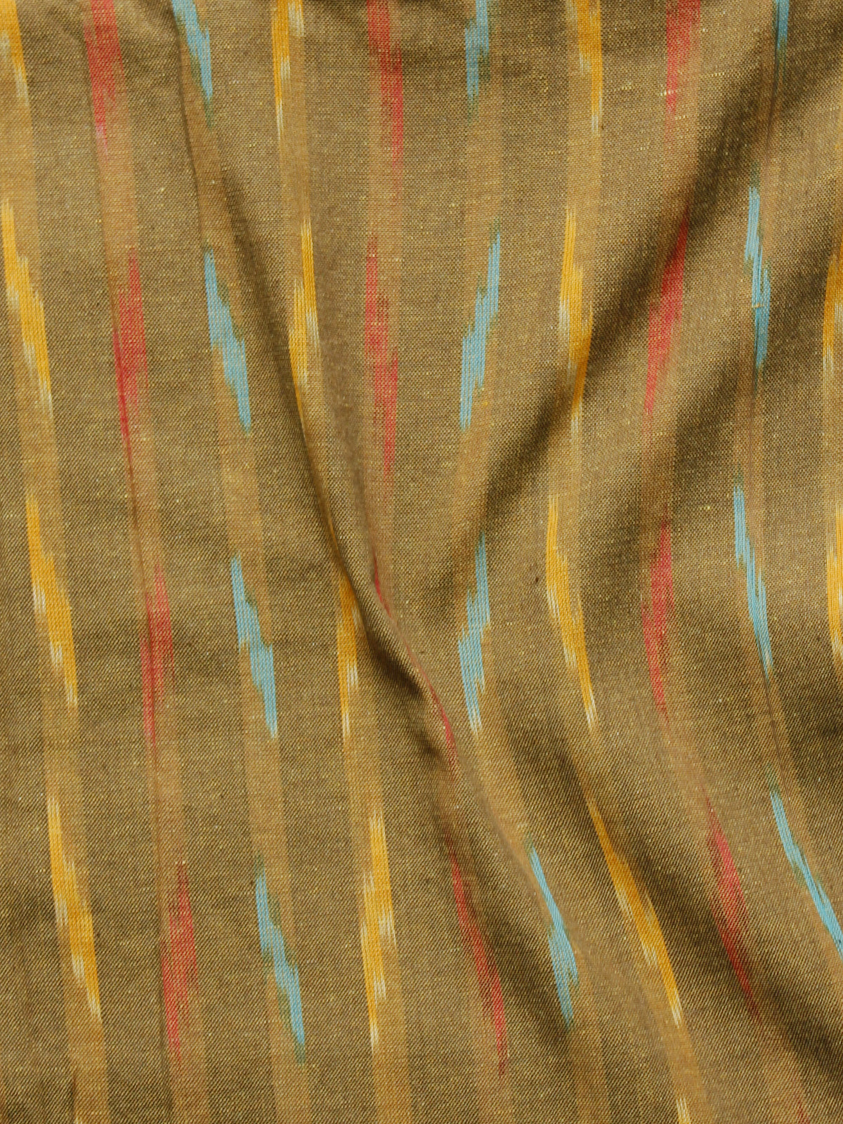 Brown Multi Color Pochampally Hand Woven Ikat Fabric Per Meter - F002F956