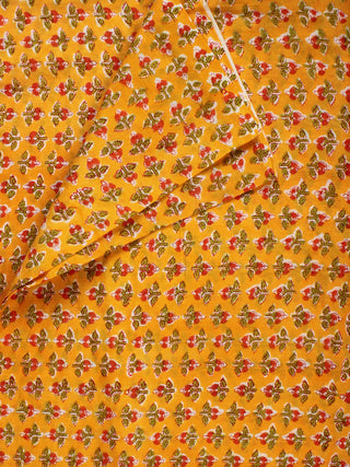 Yellow Red Green Hand Block Printed Cotton Fabric Per Meter - F001F2225