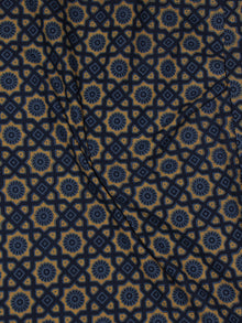 Indigo Blue Yellow Ajrakh Printed Cotton Fabric Per Meter - F0916695