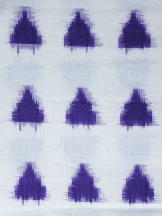 White Purple Pochampally Hand Weaved Double Ikat Fabric Per Meter - F003F1238