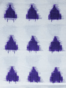 White Purple Pochampally Hand Weaved Double Ikat Fabric Per Meter - F003F1238