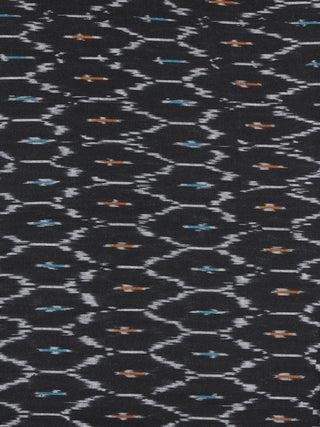 Black Ivory Blue Yellow Pochampally Hand Weaved Ikat Fabric Per Meter - F0916736