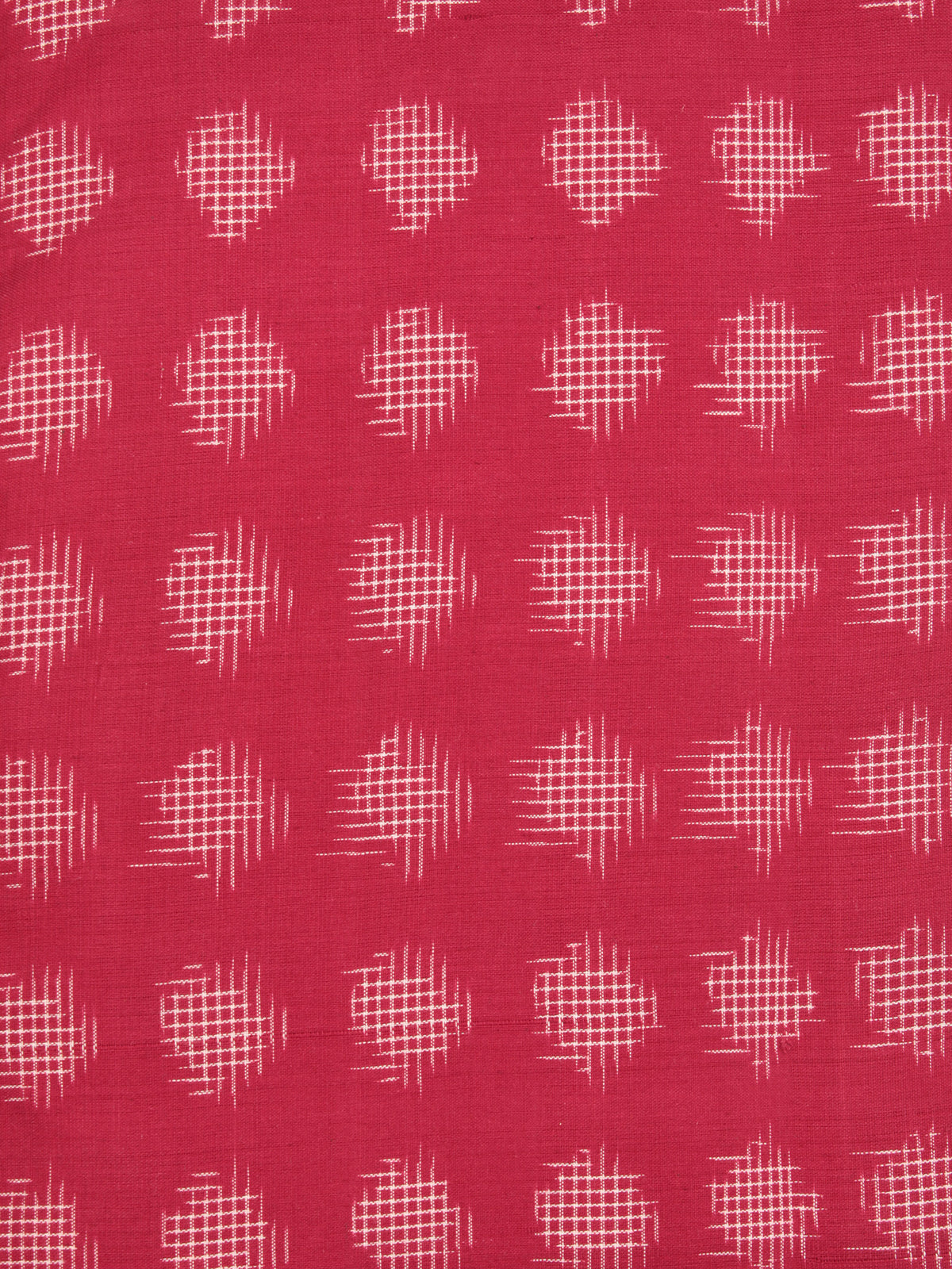 Punch Pink Ivory Pochampally Hand Weaved Double Ikat Fabric Per Meter - F003F2419