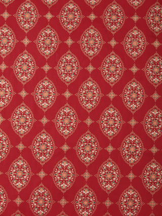 Red Yellow Green Gold Block Printed Cotton Fabric Per Meter - F001F2378