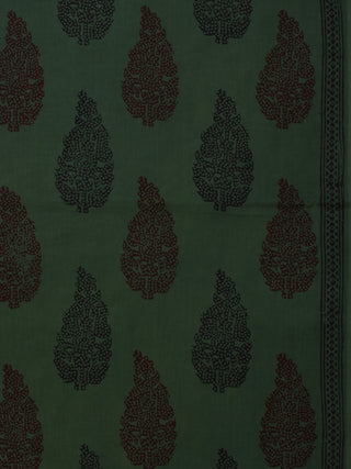 Bottle Green Maroon Black Bagh Printed Cotton Fabric Per Meter - F005F2076