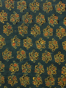Green Mustard Black Red Ajrakh Hand Block Printed Cotton Fabric Per Meter - F003F1598