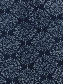 Indigo White Hand Block Printed Cotton Cambric Fabric Per Meter - F0916173