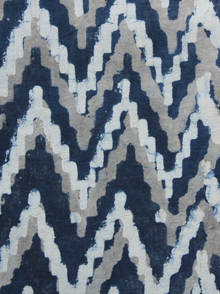Kashish Indigo White Hand Block Printed Cotton Fabric Per Meter - F001F1113