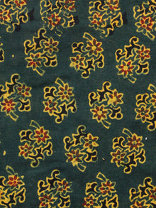 Green Mustard Black Red Ajrakh Hand Block Printed Cotton Fabric Per Meter - F003F1598
