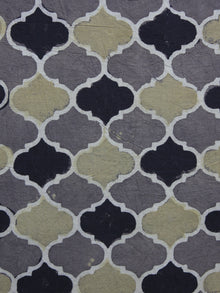 Grey Black Green Ajrakh Printed Cotton Fabric Per Meter - F003F1180