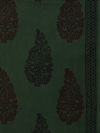 Bottle Green Maroon Black Bagh Printed Cotton Fabric Per Meter - F005F2076