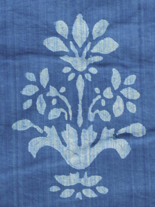 Indigo Ivory Hand Block Printed Cotton Fabric Per Meter - F001F904