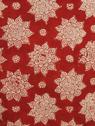 Red Beige Hand Block Printed Cotton Fabric Per Meter - F001F1070