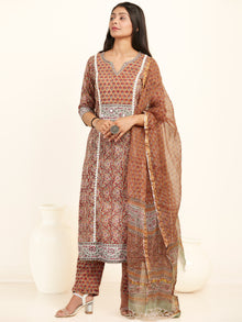 Jashn Neha Set Of Kurta Pants Kota Doria Dupatta