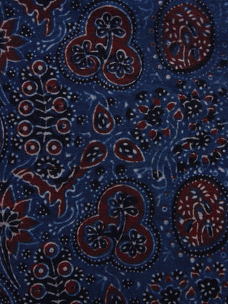 Indigo Maroon Ivory Ajrakh Hand Block Printed Cotton Blouse Fabric - BPA024