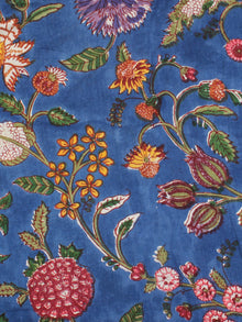 Royal Blue Pink Yellow Hand Block Printed Cotton Fabric Per Meter - F001F2181