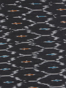 Black Ivory Blue Yellow Pochampally Hand Weaved Ikat Fabric Per Meter - F0916736
