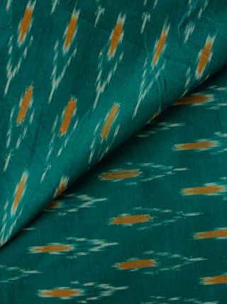 Green Ivory Mustard Pochampally Hand Weaved Ikat Mercerised Cotton Fabric Per Meter - F002F1970