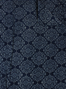 Indigo White Hand Block Printed Cotton Cambric Fabric Per Meter - F0916173