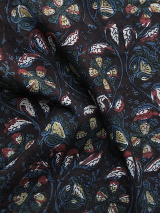 Indigo Brown Green Rust Hand Block Printed Cotton Fabric Per Meter - F001F1139