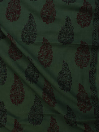 Bottle Green Maroon Black Bagh Printed Cotton Fabric Per Meter - F005F2076