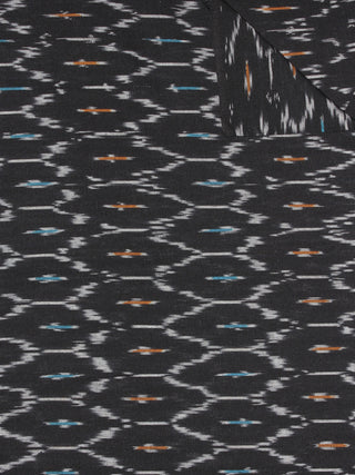 Black Ivory Blue Yellow Pochampally Hand Weaved Ikat Fabric Per Meter - F0916736