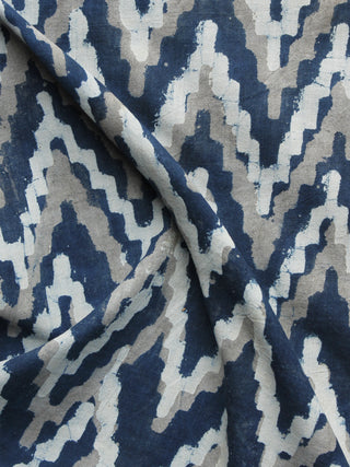 Kashish Indigo White Hand Block Printed Cotton Fabric Per Meter - F001F1113