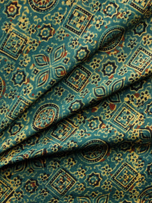 Green Mustard Red Black Ajrakh Hand Block Printed Cotton Fabric Per Meter - F003F1527