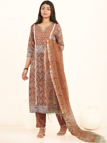 Jashn Neha Set Of Kurta Pants Kota Doria Dupatta