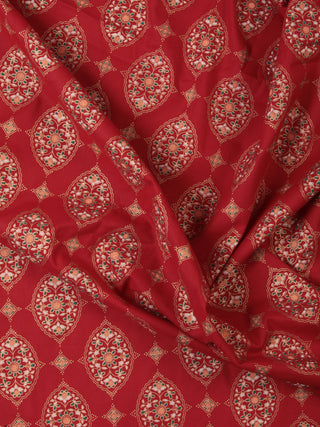 Red Yellow Green Gold Block Printed Cotton Fabric Per Meter - F001F2378