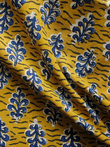 Mustard Indigo Black Ivory Hand Block Printed Cotton Fabric Per Meter - F001F1354