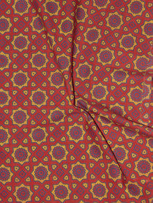 Red Yellow Blue Ajrakh Printed Cotton Fabric Per Meter - F0916696
