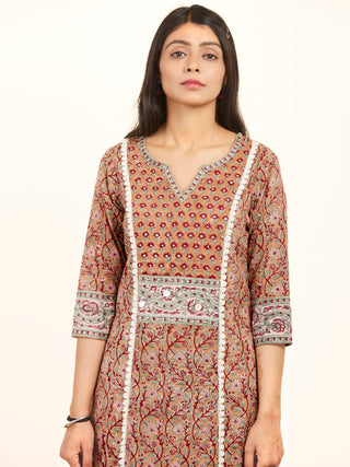 Jashn Neha Set Of Kurta Pants Kota Doria Dupatta