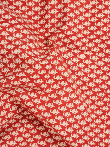 Red Beige Natural Dyed Hand Block Printed Cotton Fabric Piece - F0916227