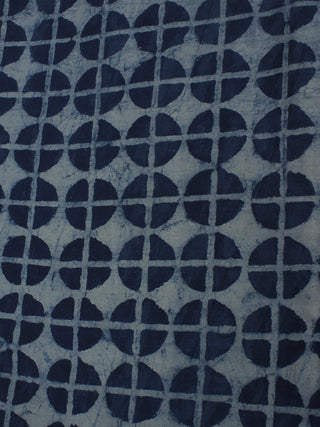 Indigo White Hand Block Printed Cotton Cambric Fabric Per Meter - F0916171