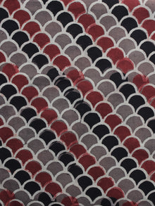 Brown Red Black Ajrakh Printed Cotton Fabric Per Meter - F003F1181