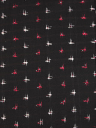 Black HotPink White Pochampally Hand Weaved Double Ikat Fabric Per Meter - F003F2421