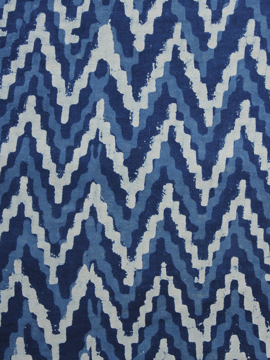 Indigo Blue White Hand Block Printed Cotton Fabric Per Meter - F001F1114