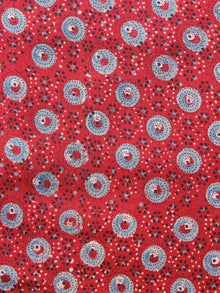 Red Indigo Black Ajrakh Hand Block Printed Cotton Fabric Per Meter - F003F1528