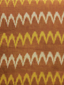 Rust Yellow Ivory Pochampally Hand Weaved Ikat Mercerised Cotton Fabric Per Meter - F002F1042