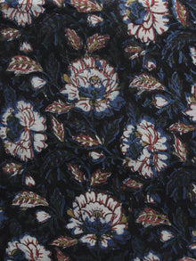 Indigo Black Ivory Brown Hand Block Printed Cotton Fabric Per Meter - F001F1140