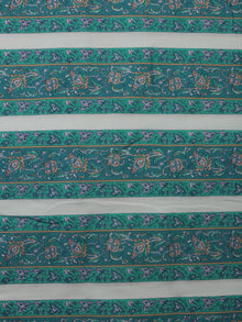 Green Mustard Lilac Block Printed Cotton Fabric Per Meter - F001F2377